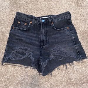 Topshop Distressed High Waist Mom Jean Shorts